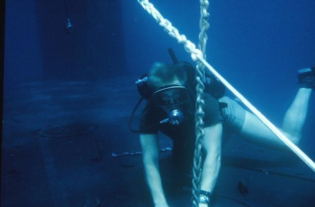 Doc Morgan entering a submarine